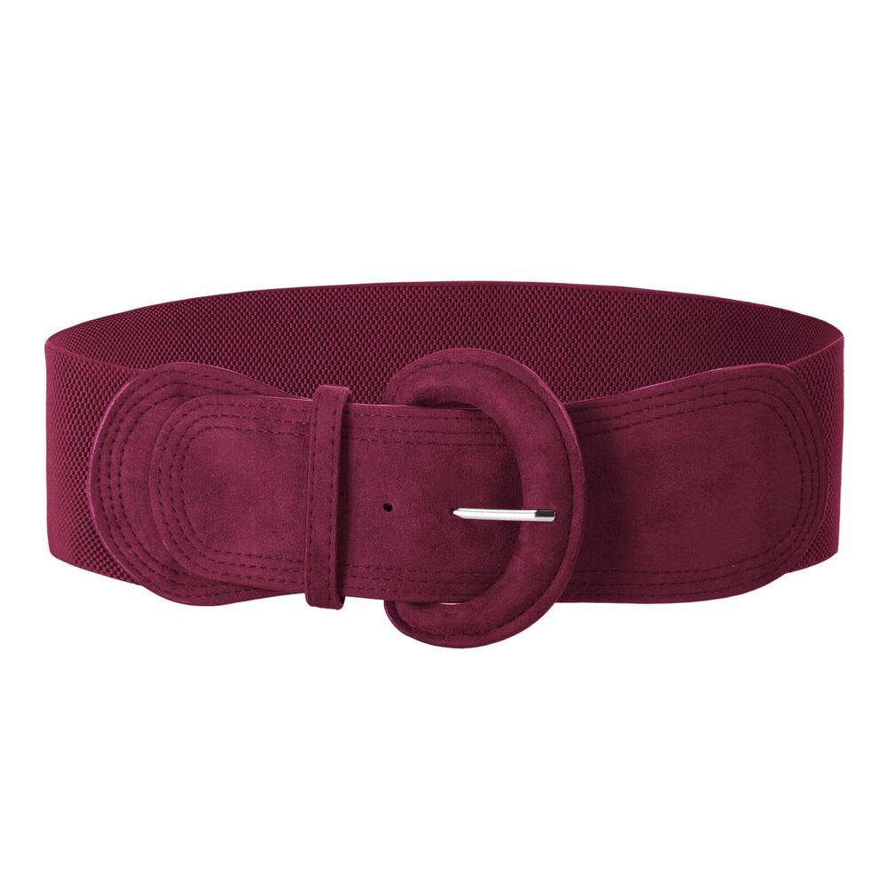 6956 Red Suede Wide Belt 3 Inch Waist Belts Pu Leather Plus Size